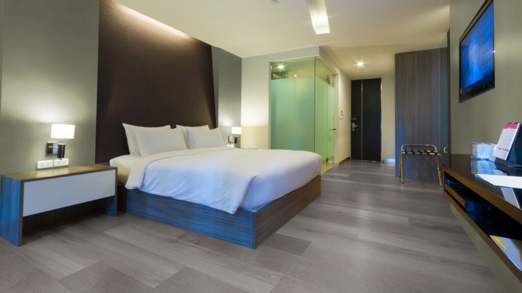 Broad leaf Grey Sycamore 41828 PVC vloer mFLOR slaapkamer